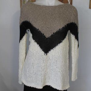 BP Oversized Color Block V-Neck Wool-Blend Sweater